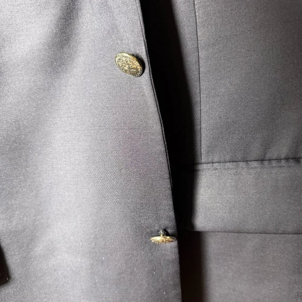 Austin Reed Mens Dillards Blue Worsted Wool Blazer Jacket 48R Gold Buttons